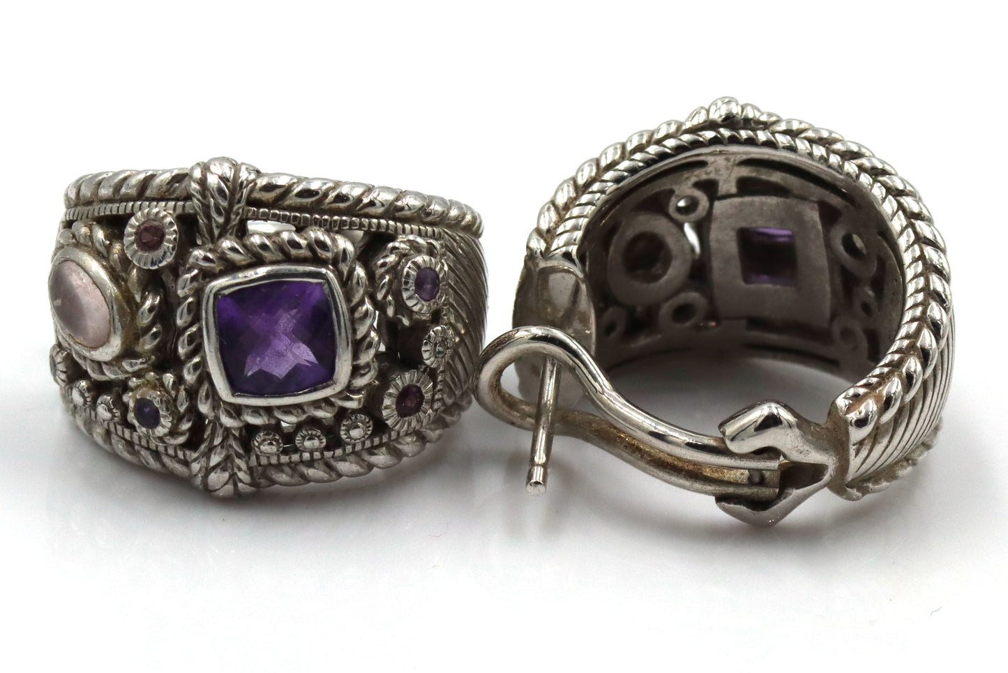 Judith Ripka 925 Silver Silver Amerthyst , Moonstone Earrings