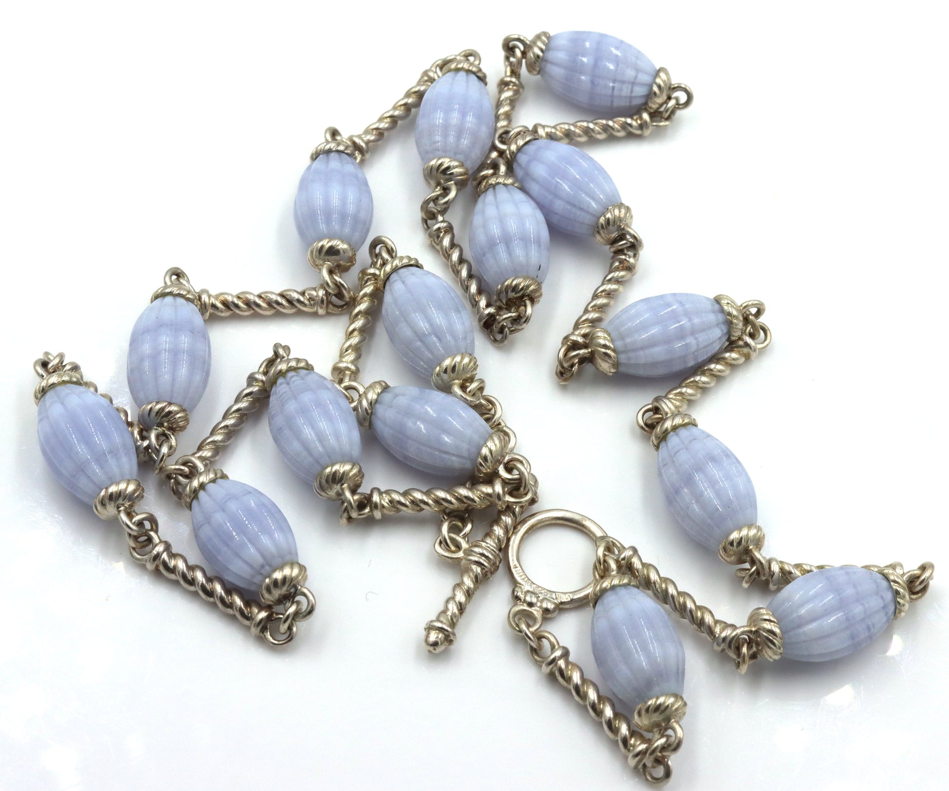 925 Stereling Silver Whitney Kelly Blue Lace Agate Necklace