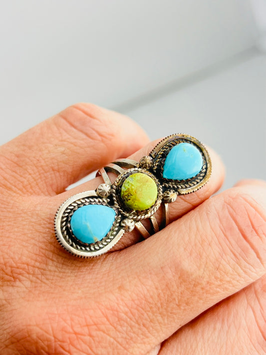 925 Sterling Silver American Style Turquoise Ring