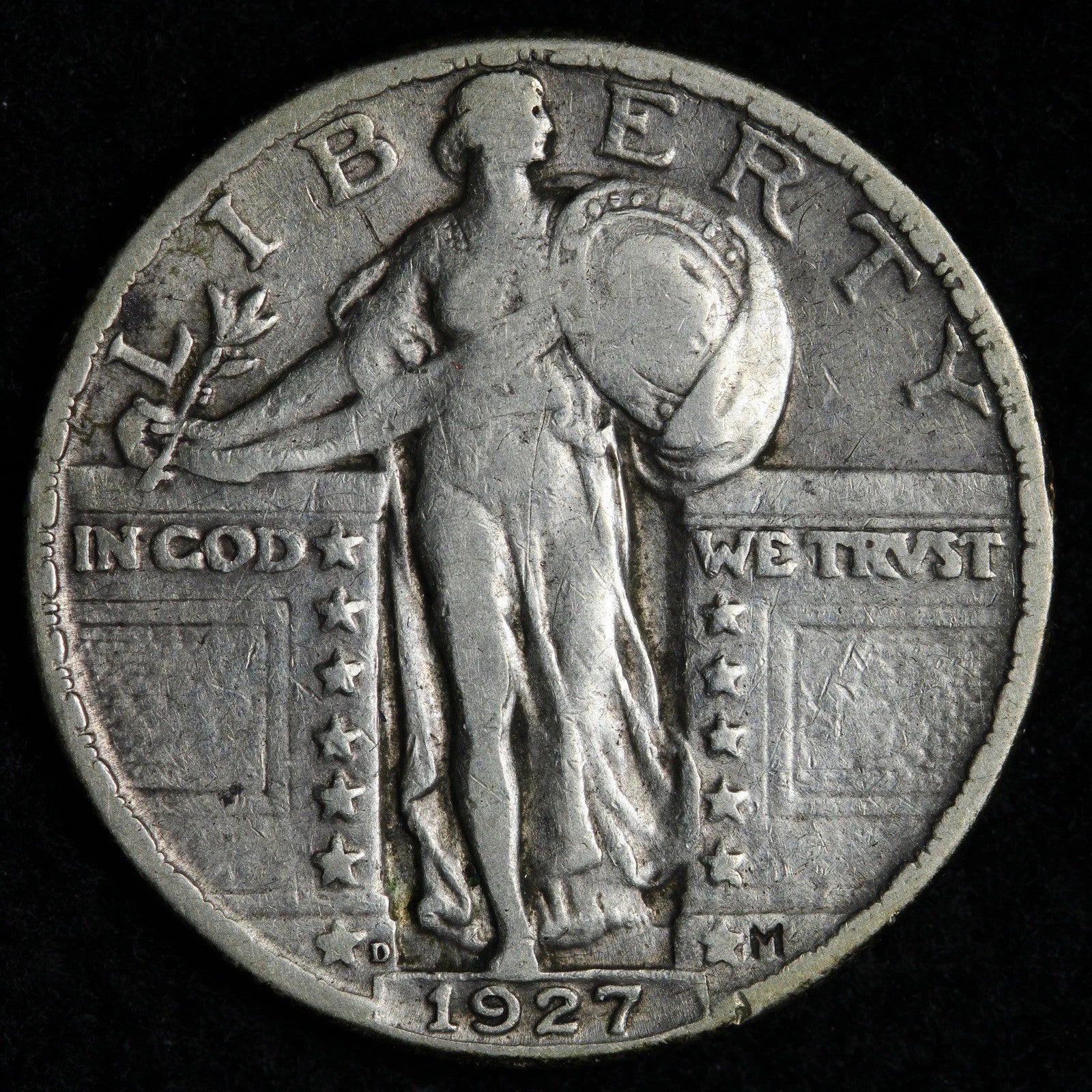 1927-D Standing Liberty Quarter Better Date Denver Mint Silver Quarter Estimated VG Details
