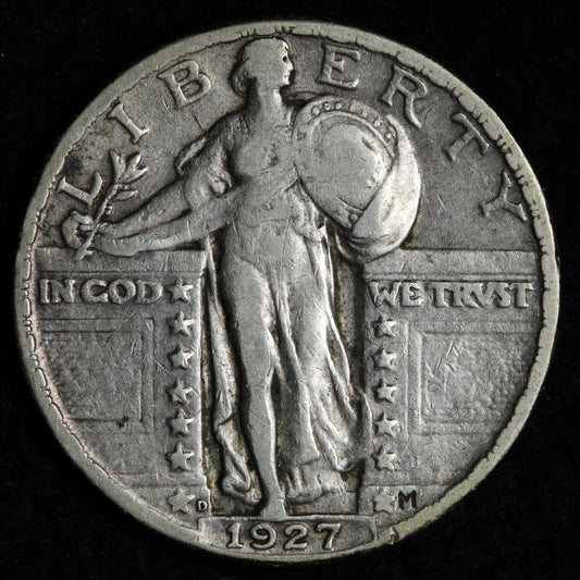 1927-D Standing Liberty Quarter Better Date Denver Mint Silver Quarter Estimated VG Details
