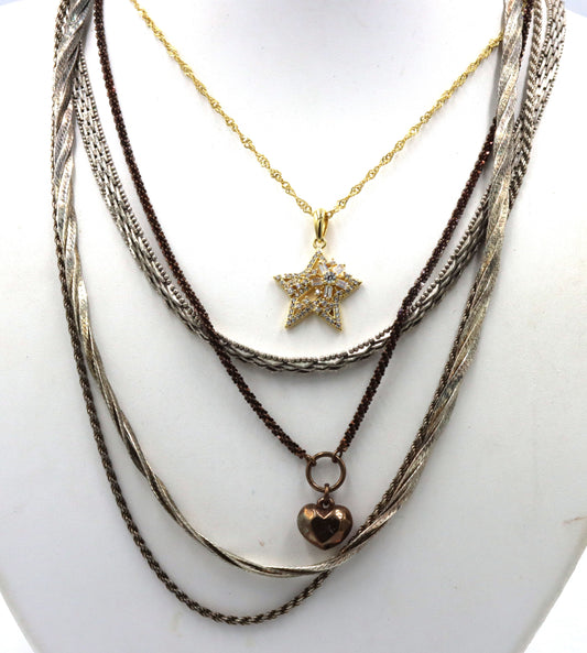 Vintage 925 sterling silver group lot of 5 necklaces