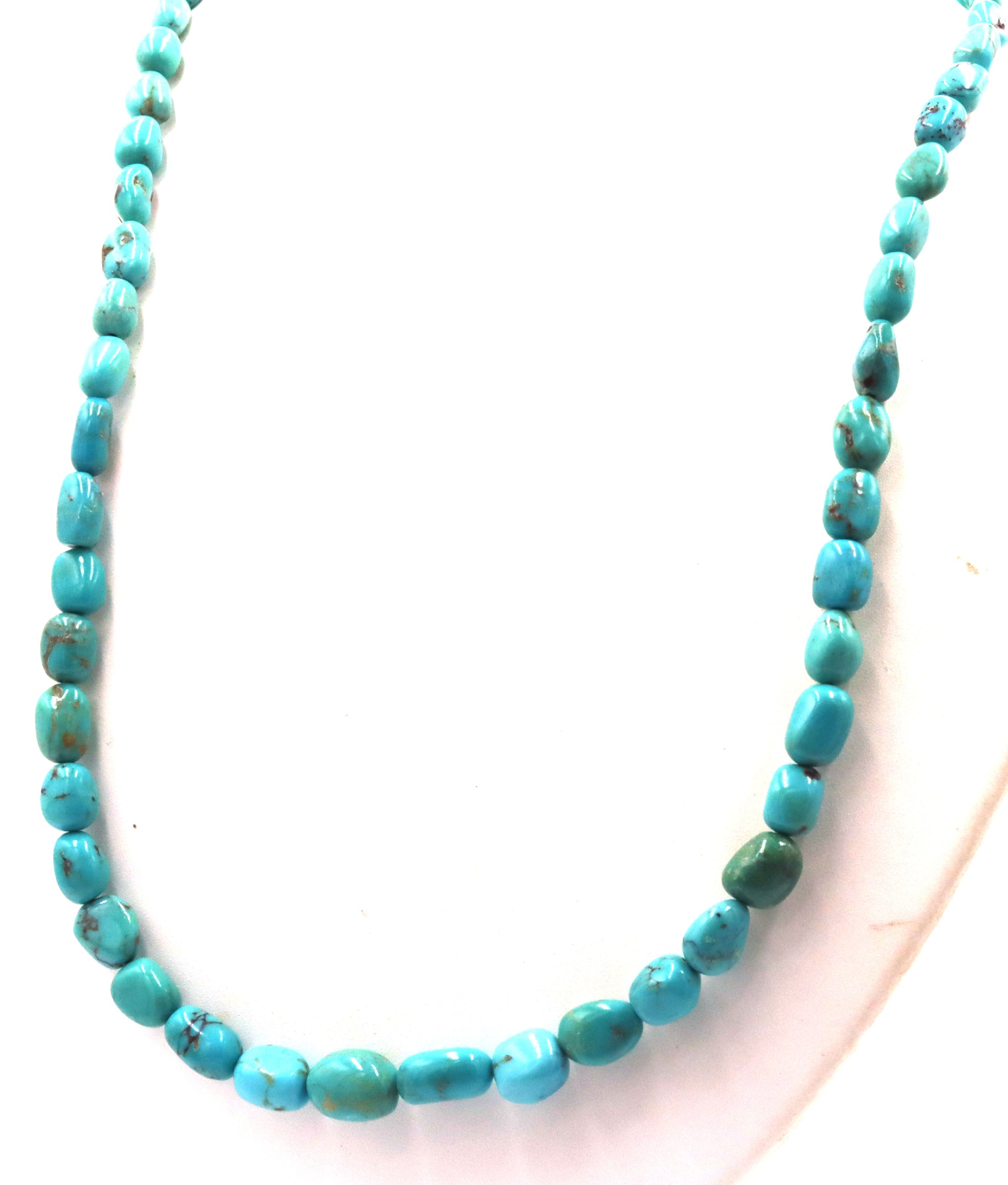 Turquoise beaded necklace with silver clasp