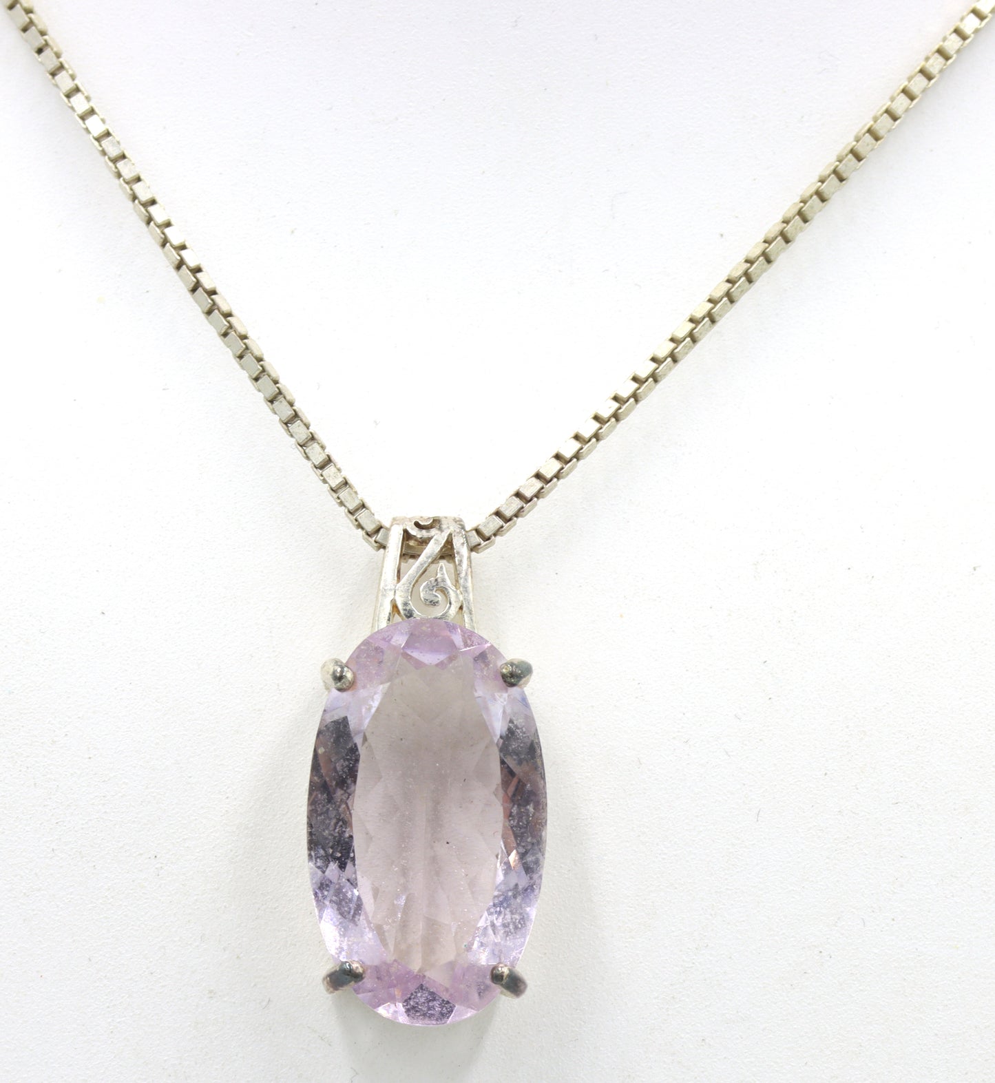 Vintage 925 sterling silver crystal pendant on Italian box chain