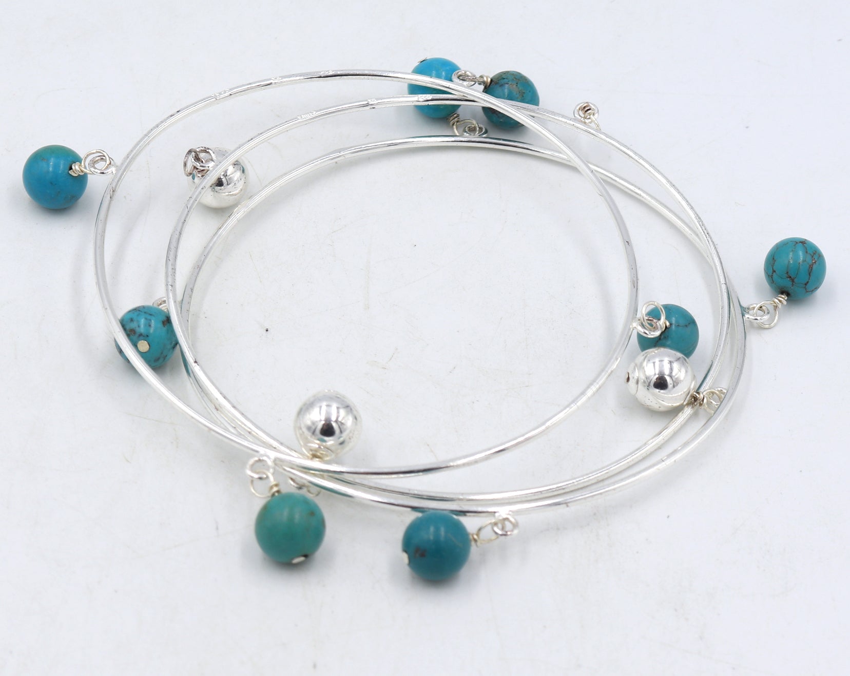 Set of 3 925 sterling silver charm bangles