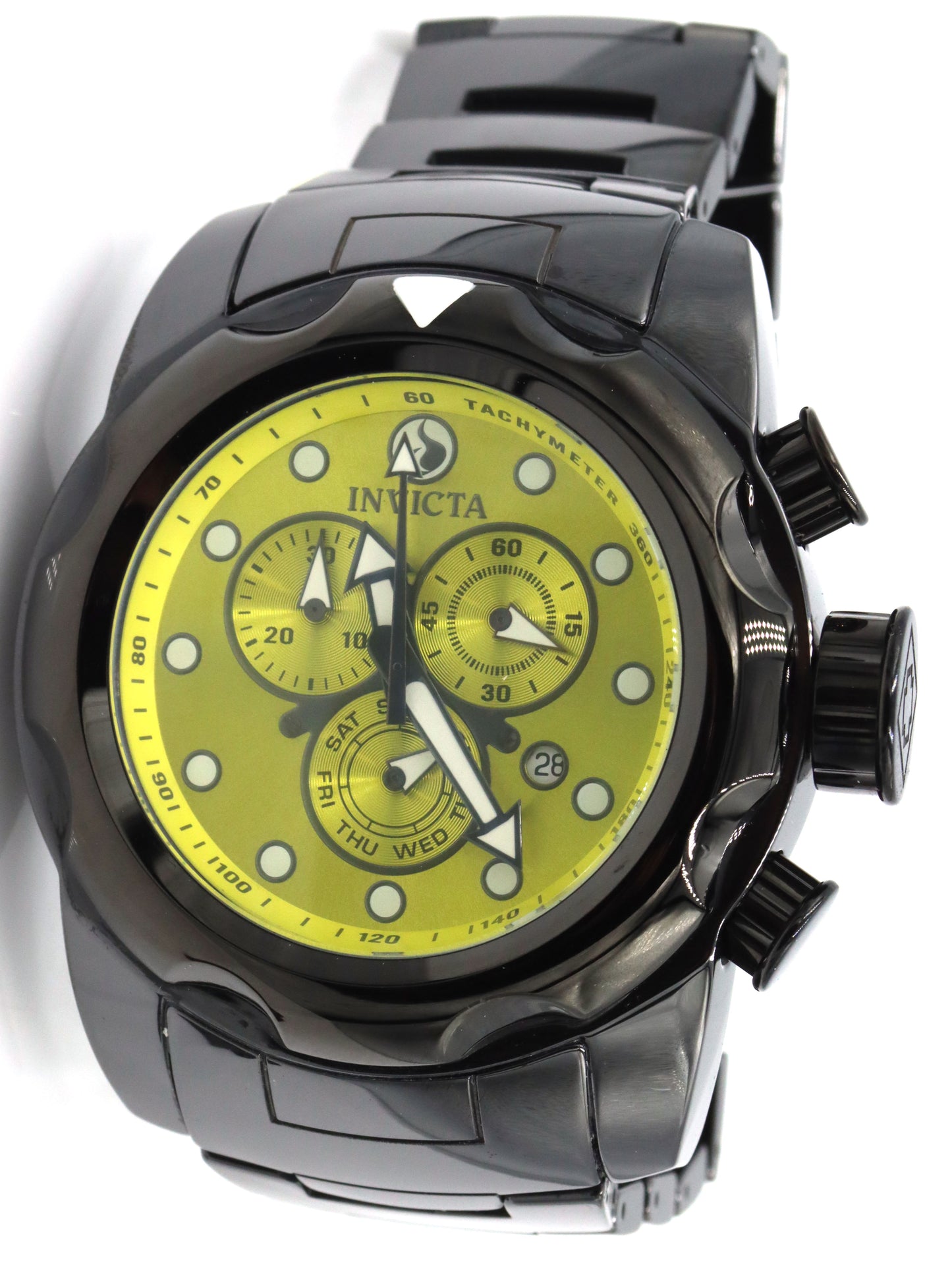 Men's Invicta chronograph yellow dial watch