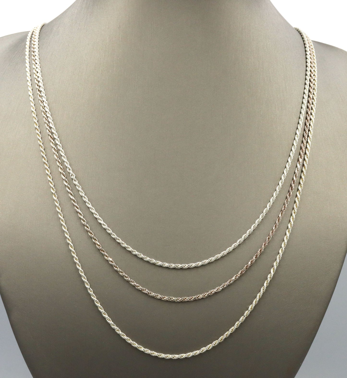 Lot of 3 Italian 925 sterling silver rope chains