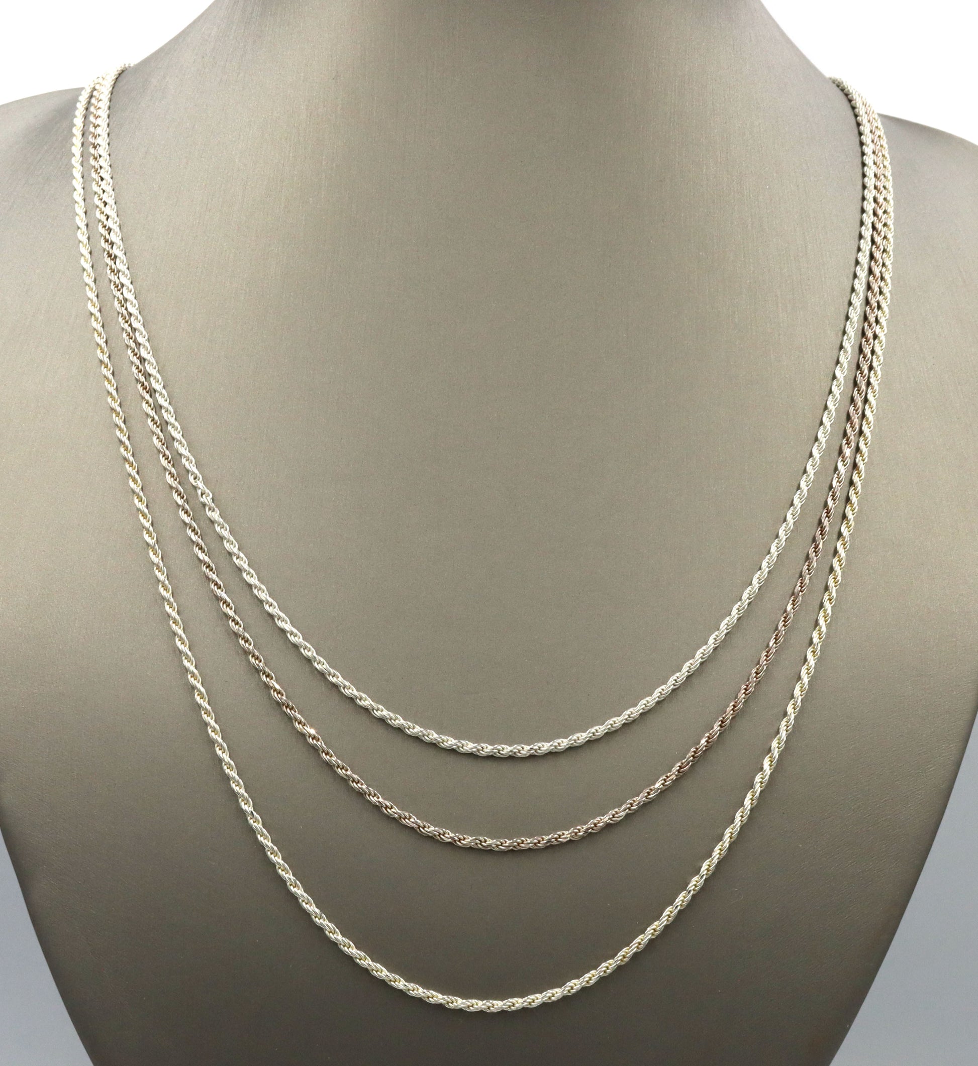 Lot of 3 Italian 925 sterling silver rope chains