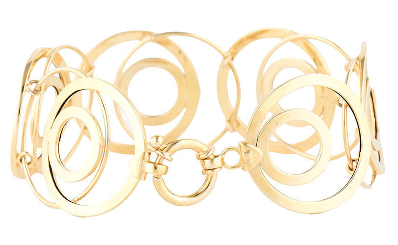 Polished Multi Circle Geometric Link Bracelet in 14K