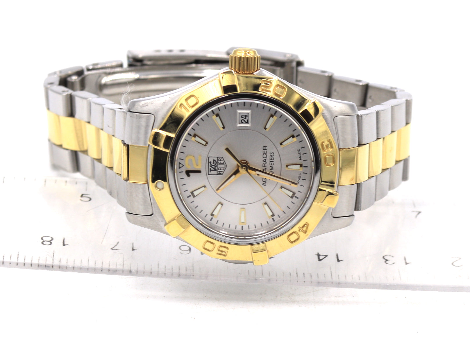 Tag Heuer Aquaracer 2000 quartz 2 tone silver dial watch