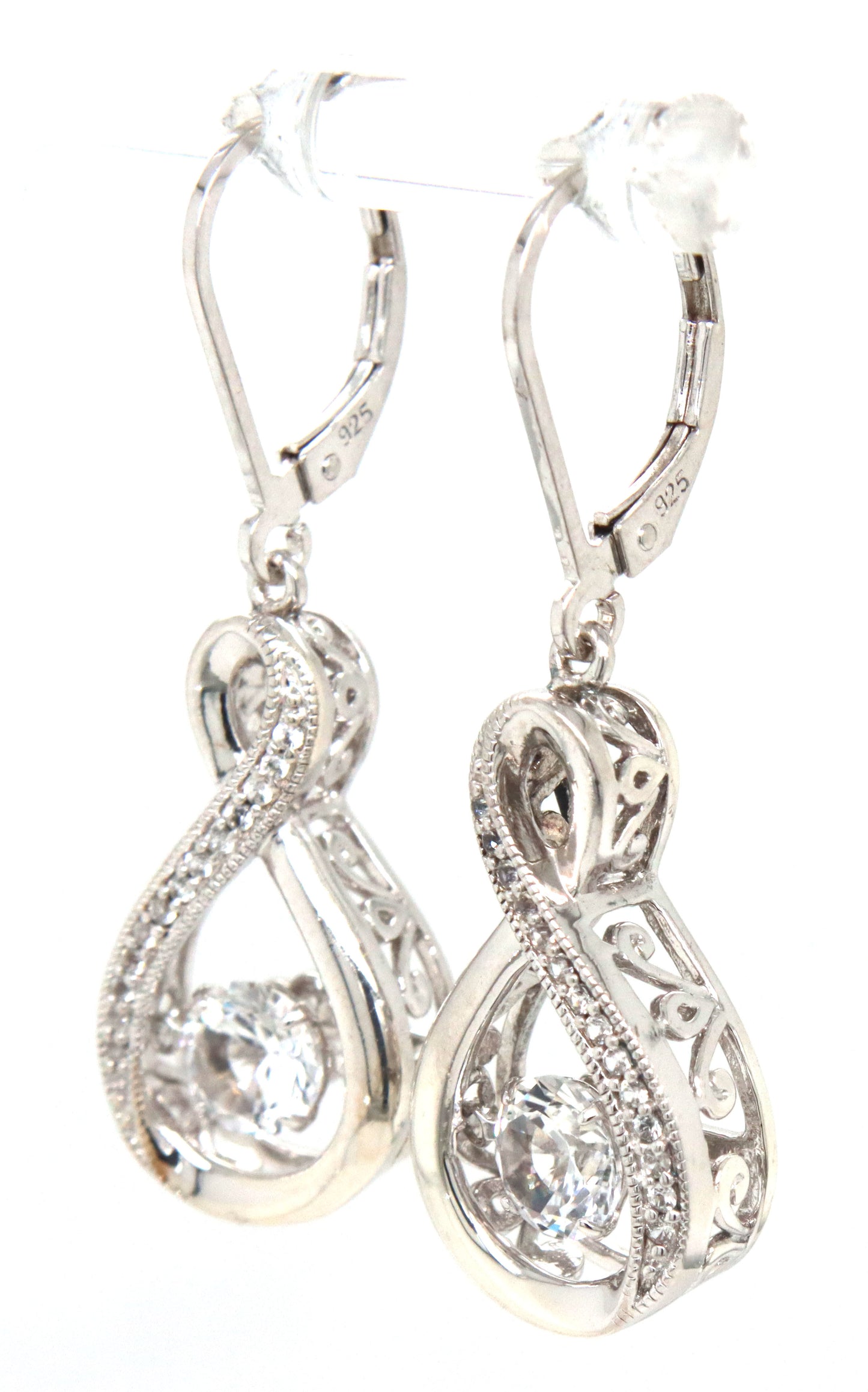 925 Sterling silver cubic zirconia dangle earrings