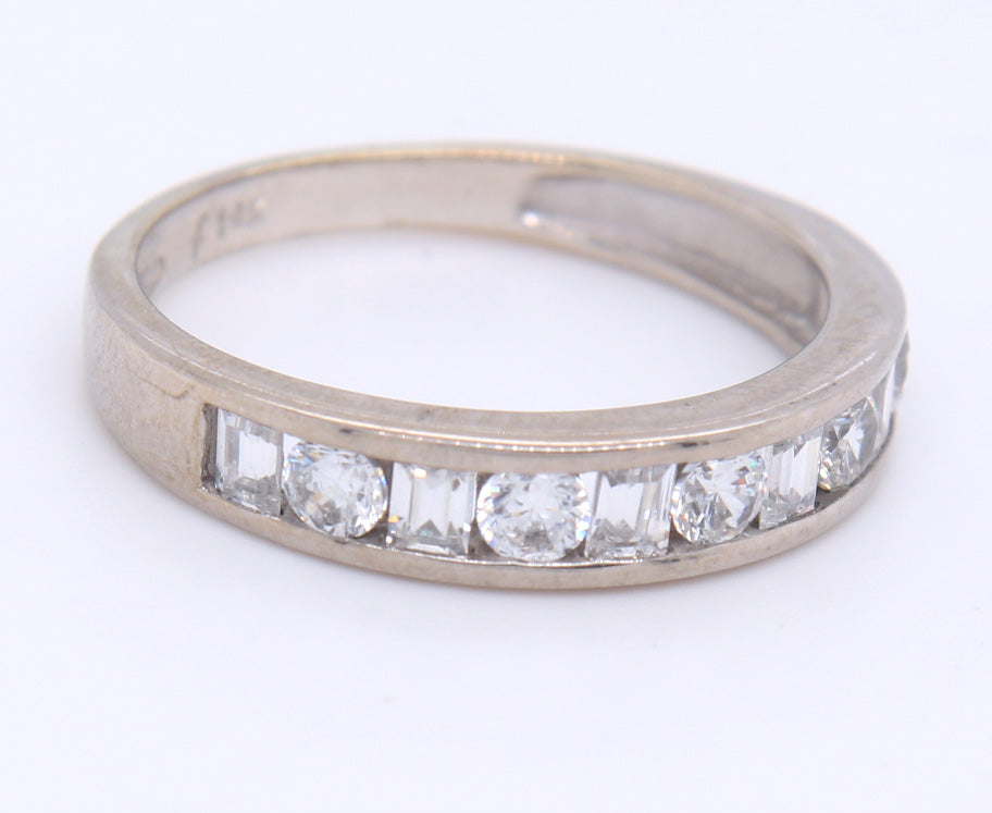 Dazzling 14KT White Gold Round and Baguette Cubic Zirconia Band