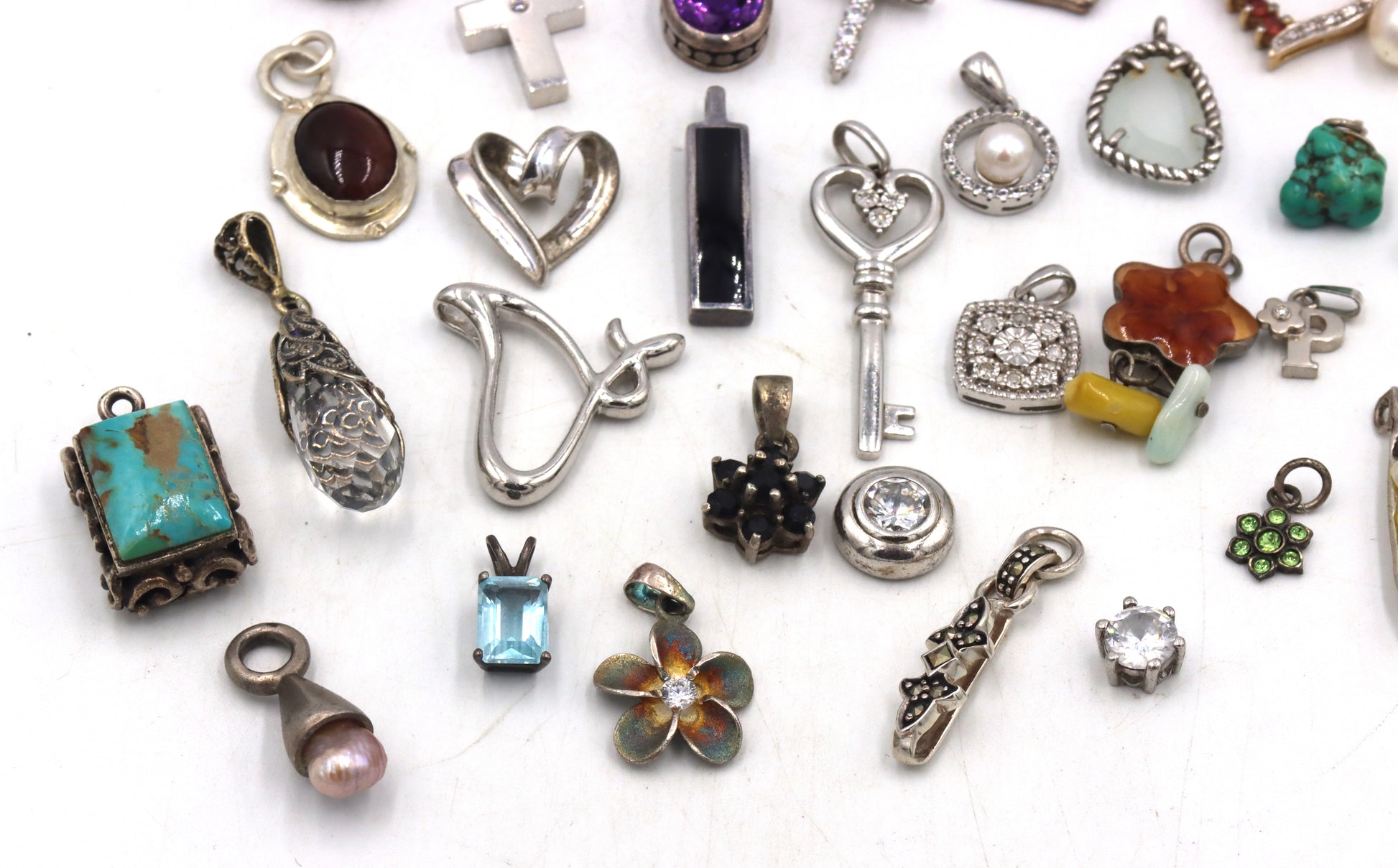 Group lot of vintage 925 sterling silver pendants