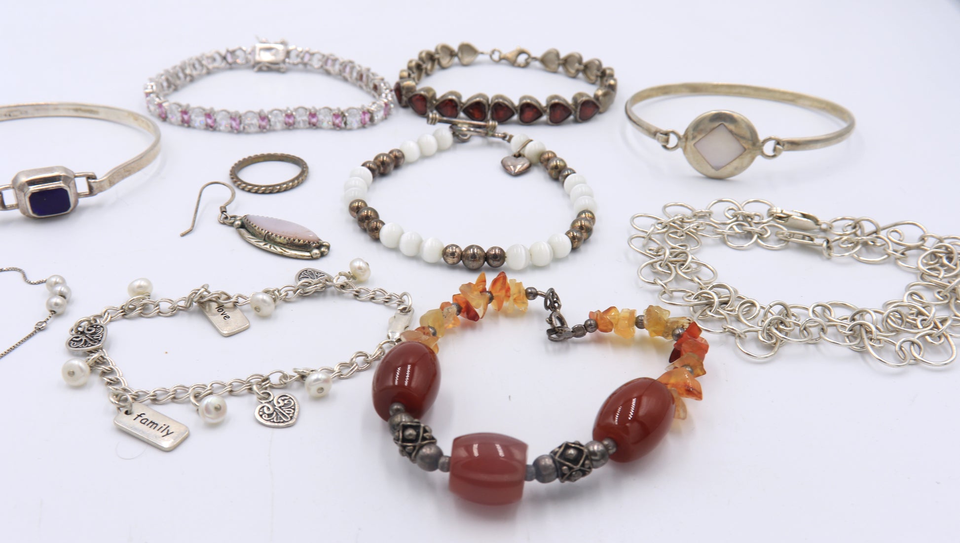 Lot of Vintage 925 Sterling Silver Gemstone Bracelets