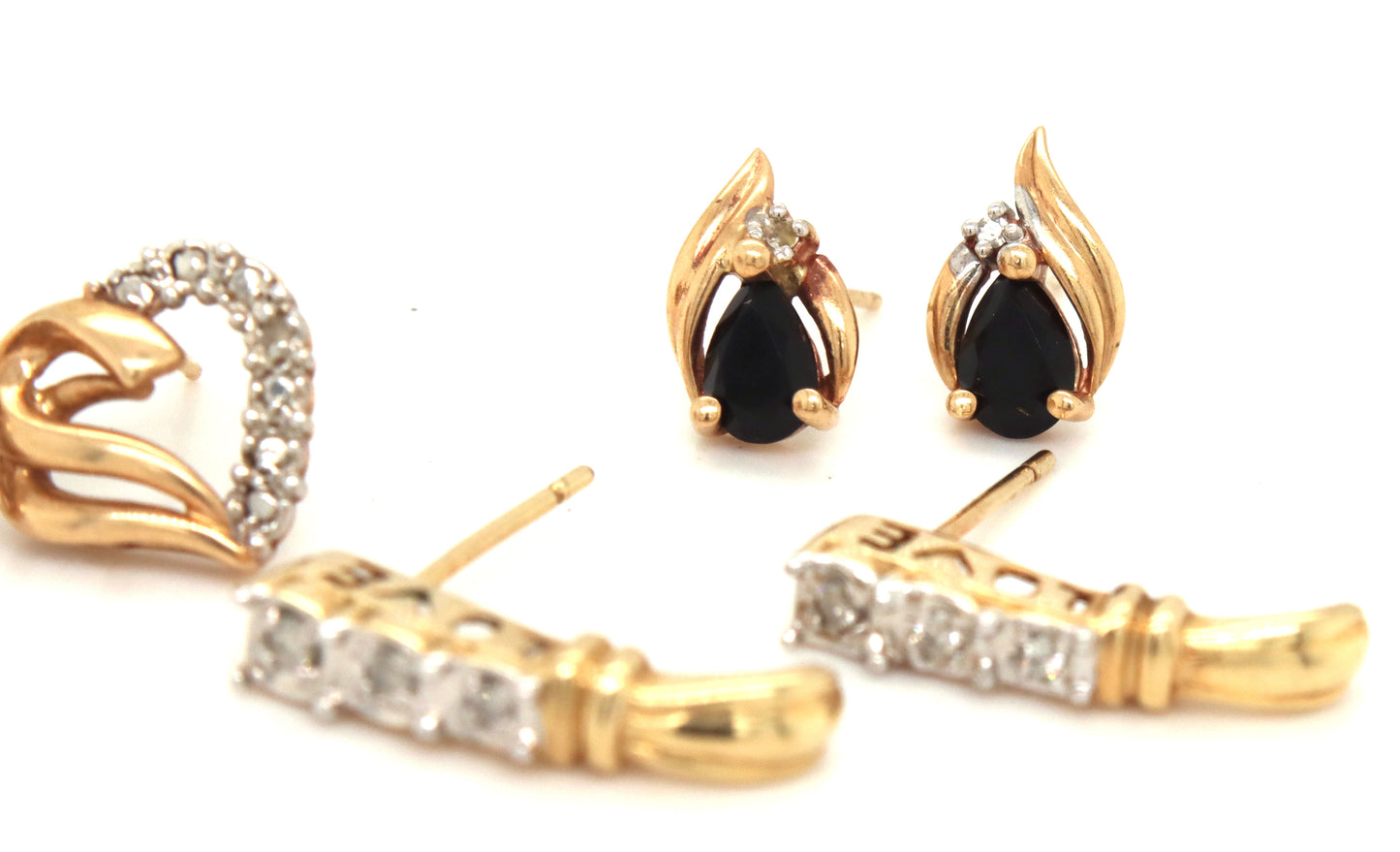 3 Pairs of 10kt Yellow gold earrings