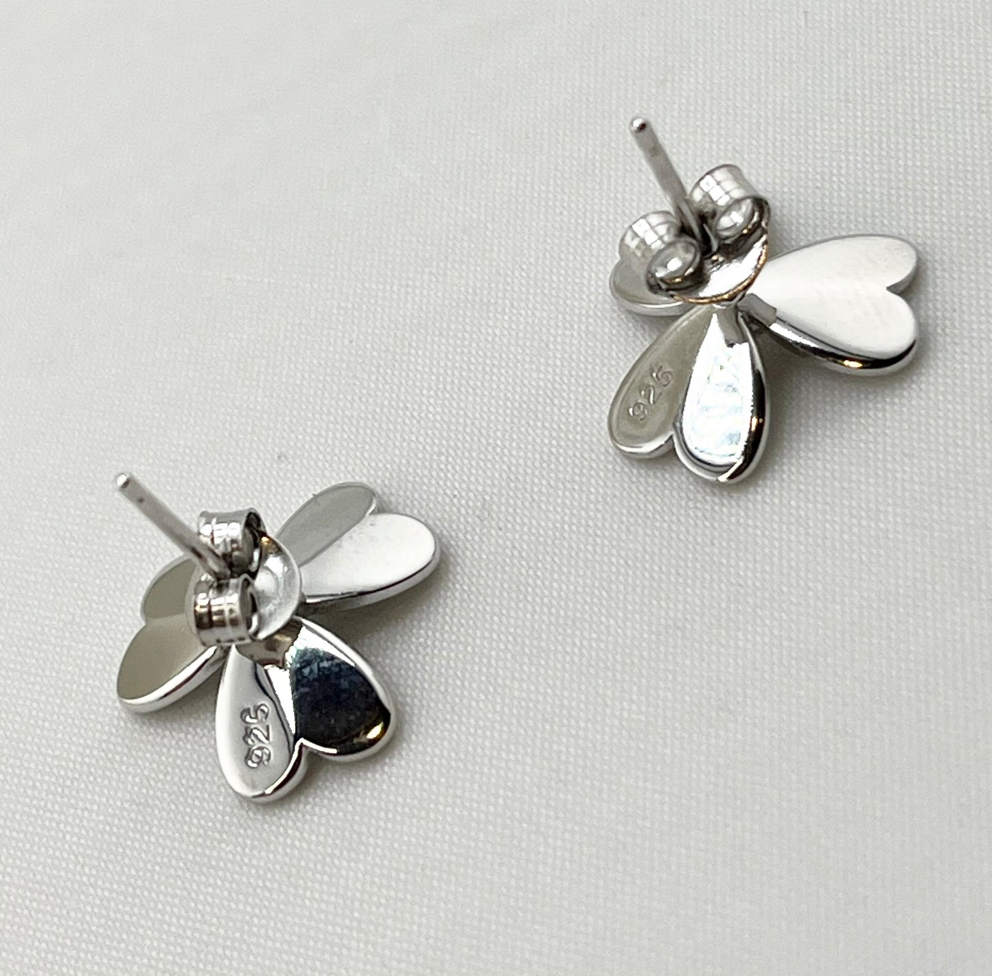 925 Sterling Silver Set Of Pendant And Earrings Floral With heart Shape Petals