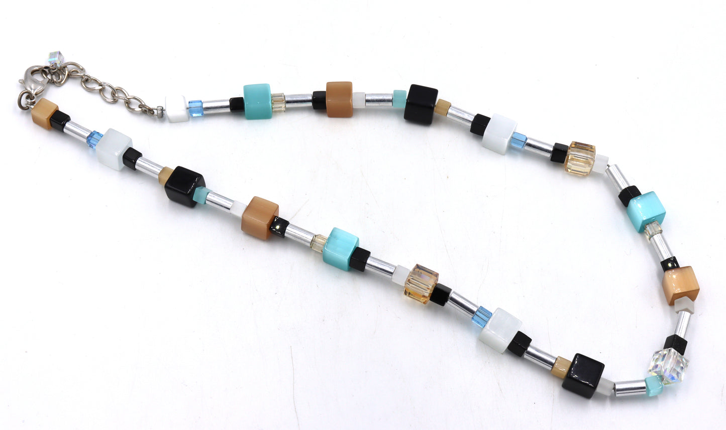 Multi color crystal necklace in sterling silver