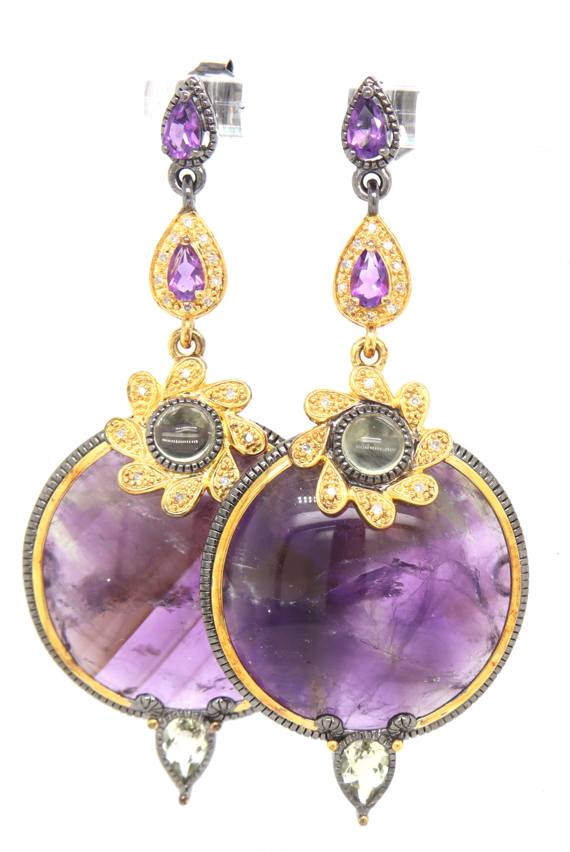 Carlo Viani 925 sterling silver Amethyst dangle earrings