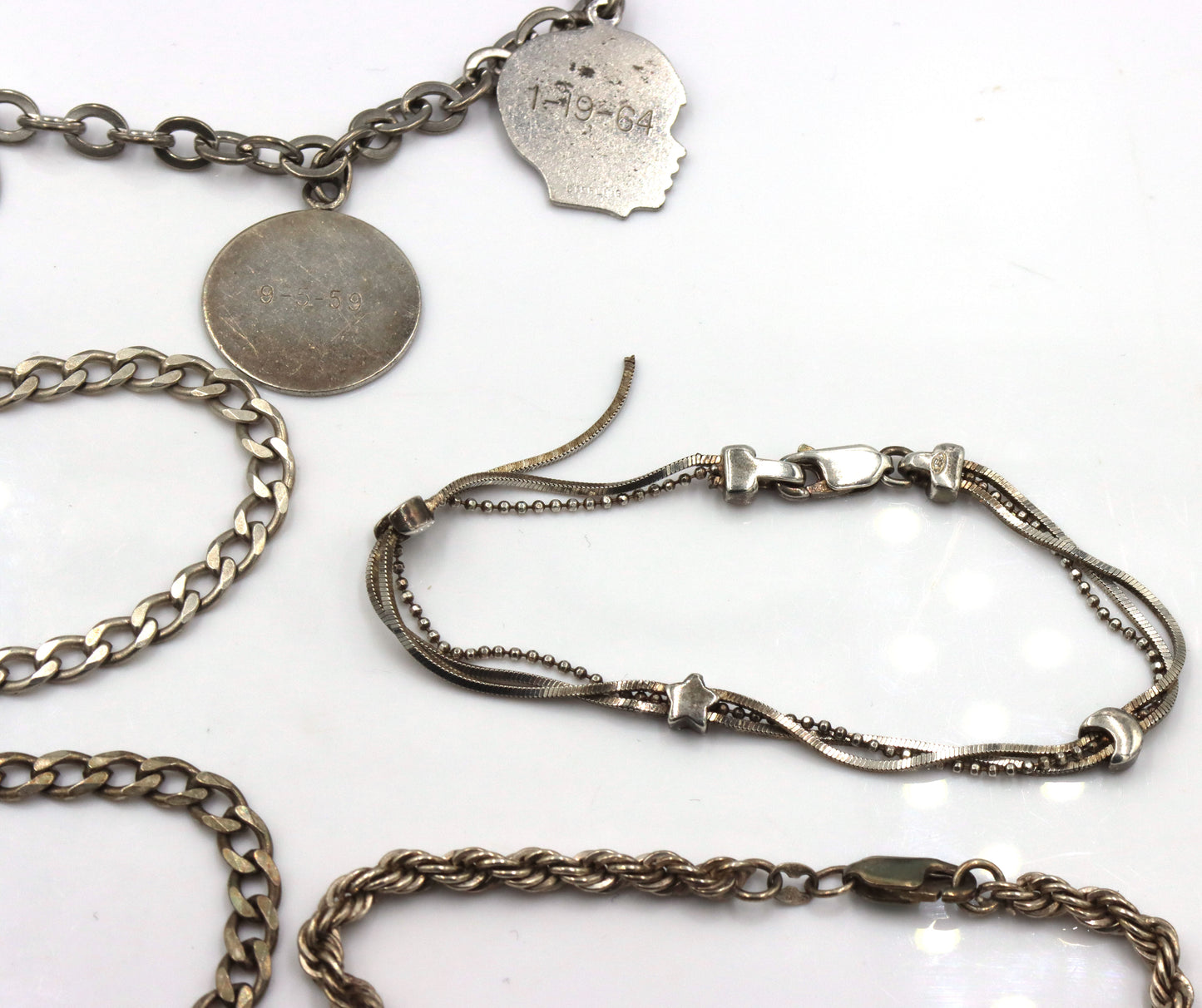 Group lot of 6 Vintage 925 sterling silver bracelets