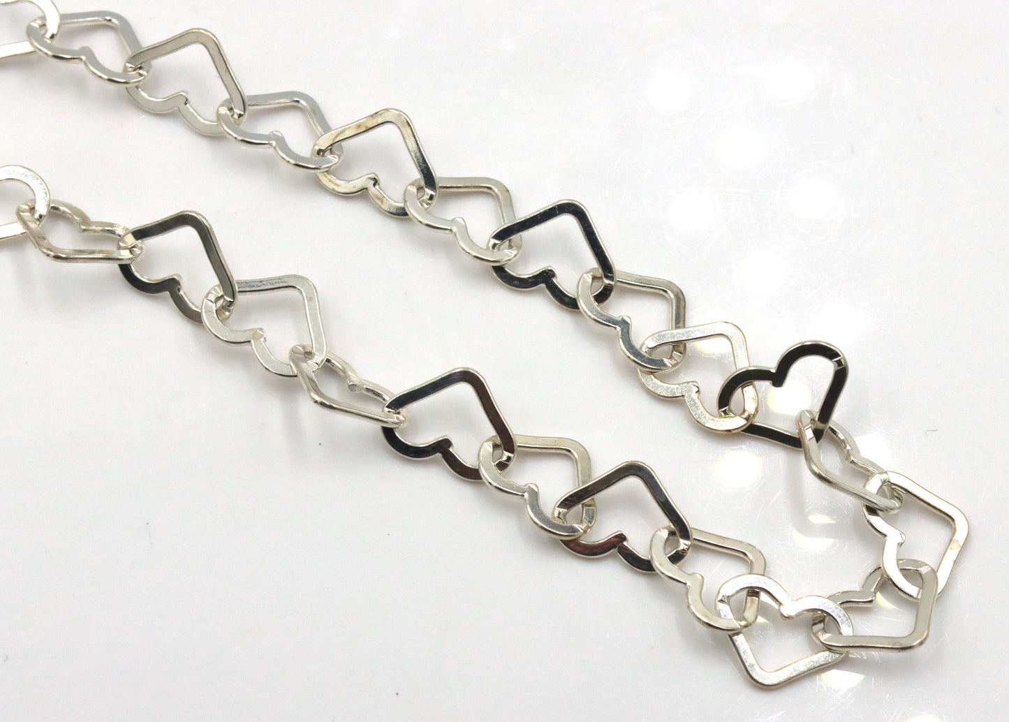 925 Sterling silver heart shaped link chain necklace