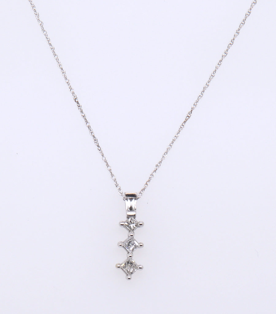 10kt White Gold Diamond Journey Pendant on Chain