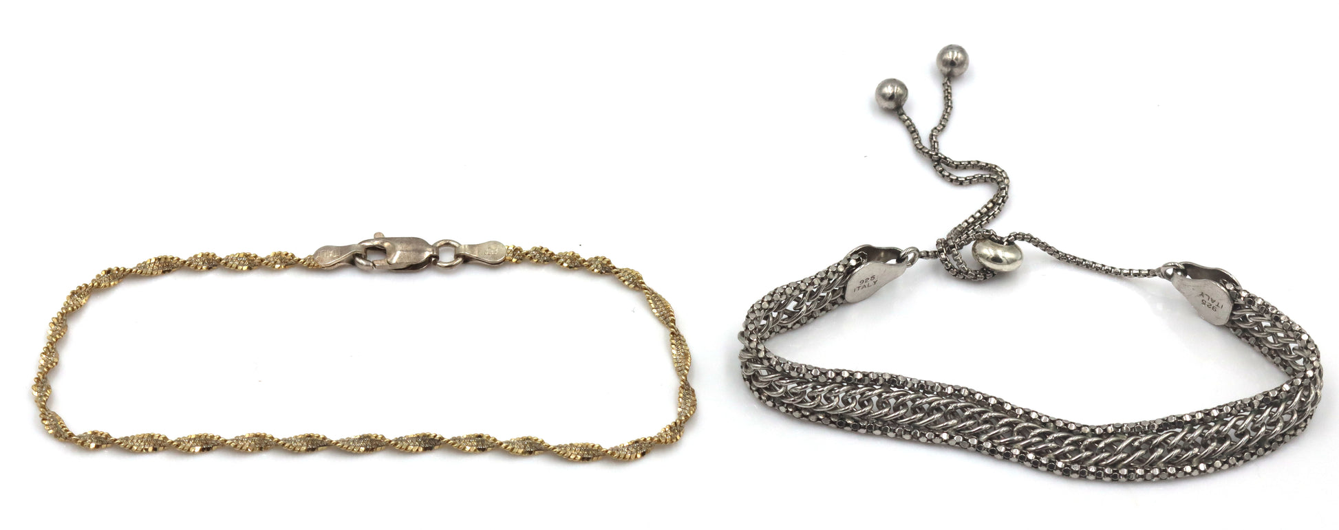 Group lot of 10 vintage 925 sterling silver bracelets