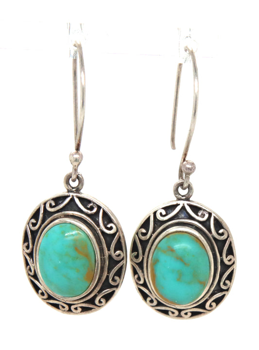 925 Sterling Silver CFJ Thai Turquoiser Damgle Earrings