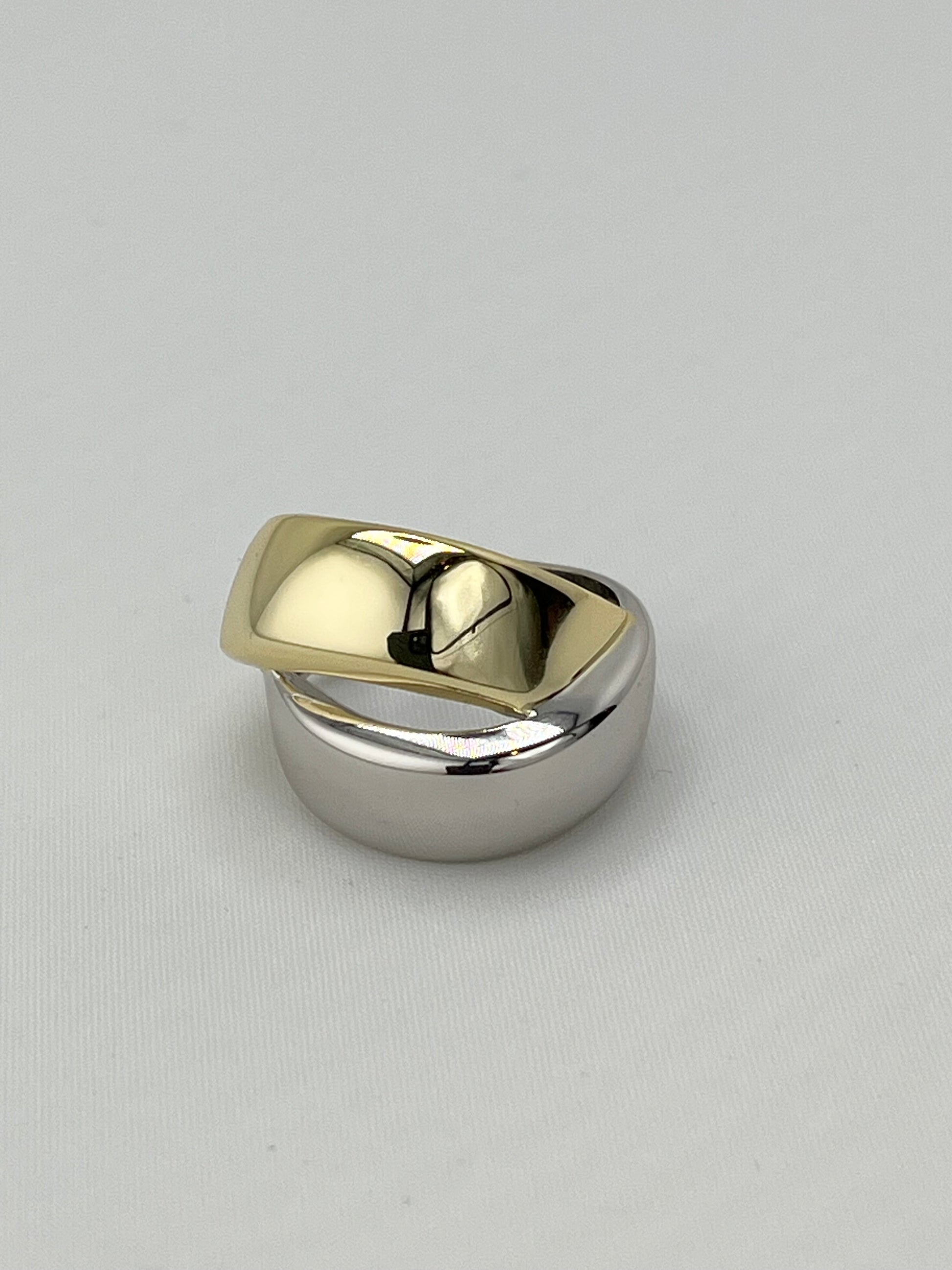 925 Sterling Silver Two Tone Crossover Ring
