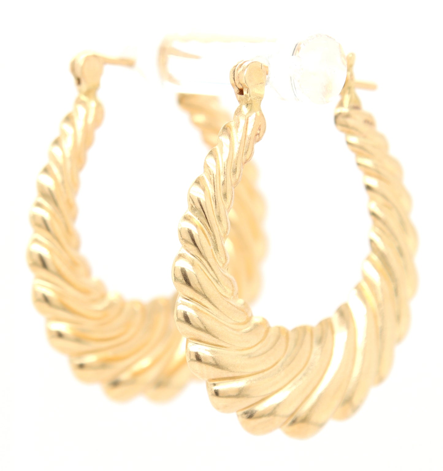 14kt Yellow gold shrimp hoop earrings