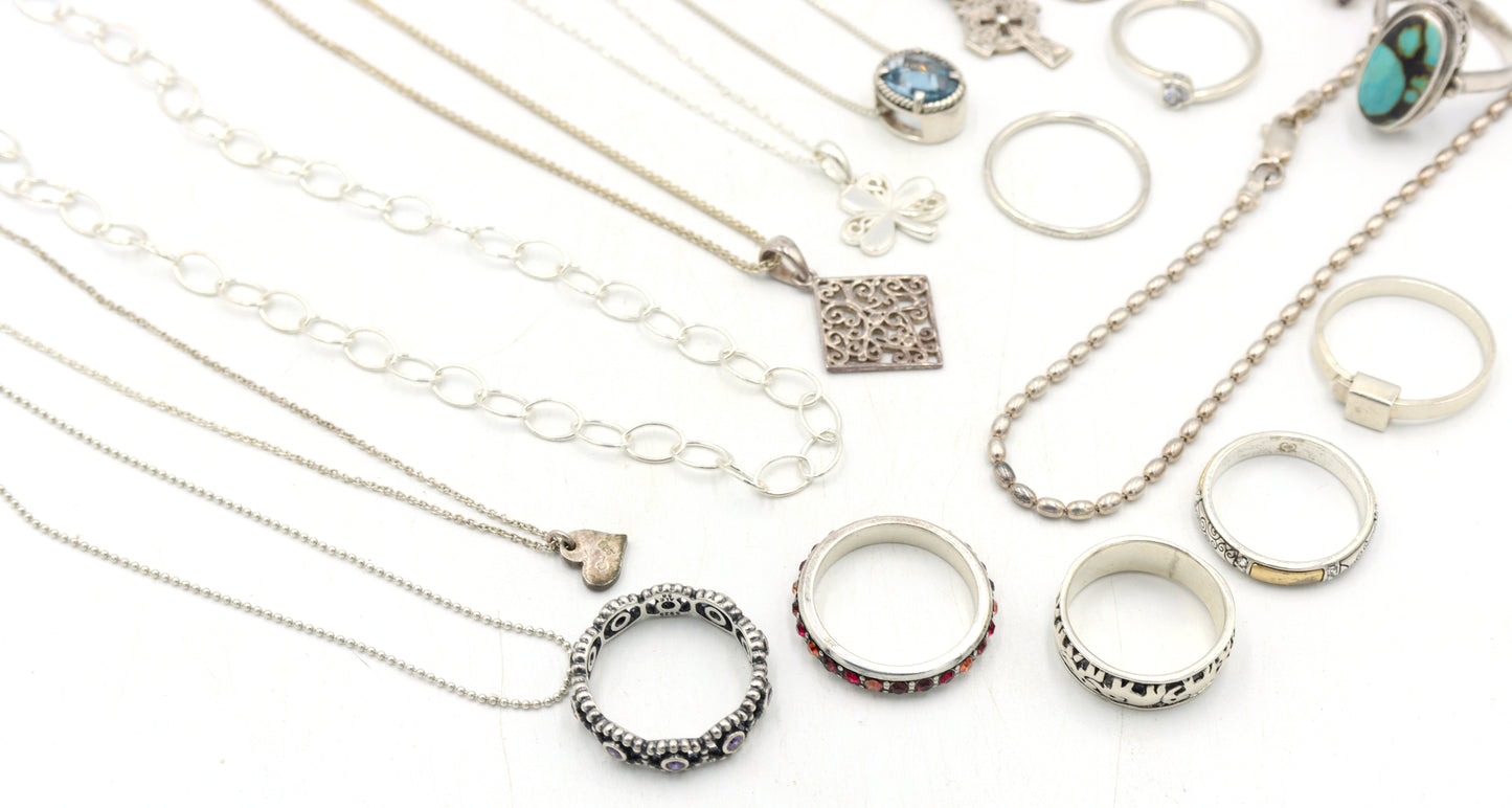 Big group lot of Vintage 925 sterling silver miscellaneous jewelry