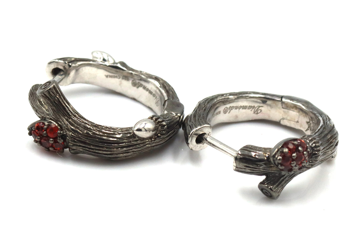 2 Pairs of 925 sterling silver signed hoop earrings