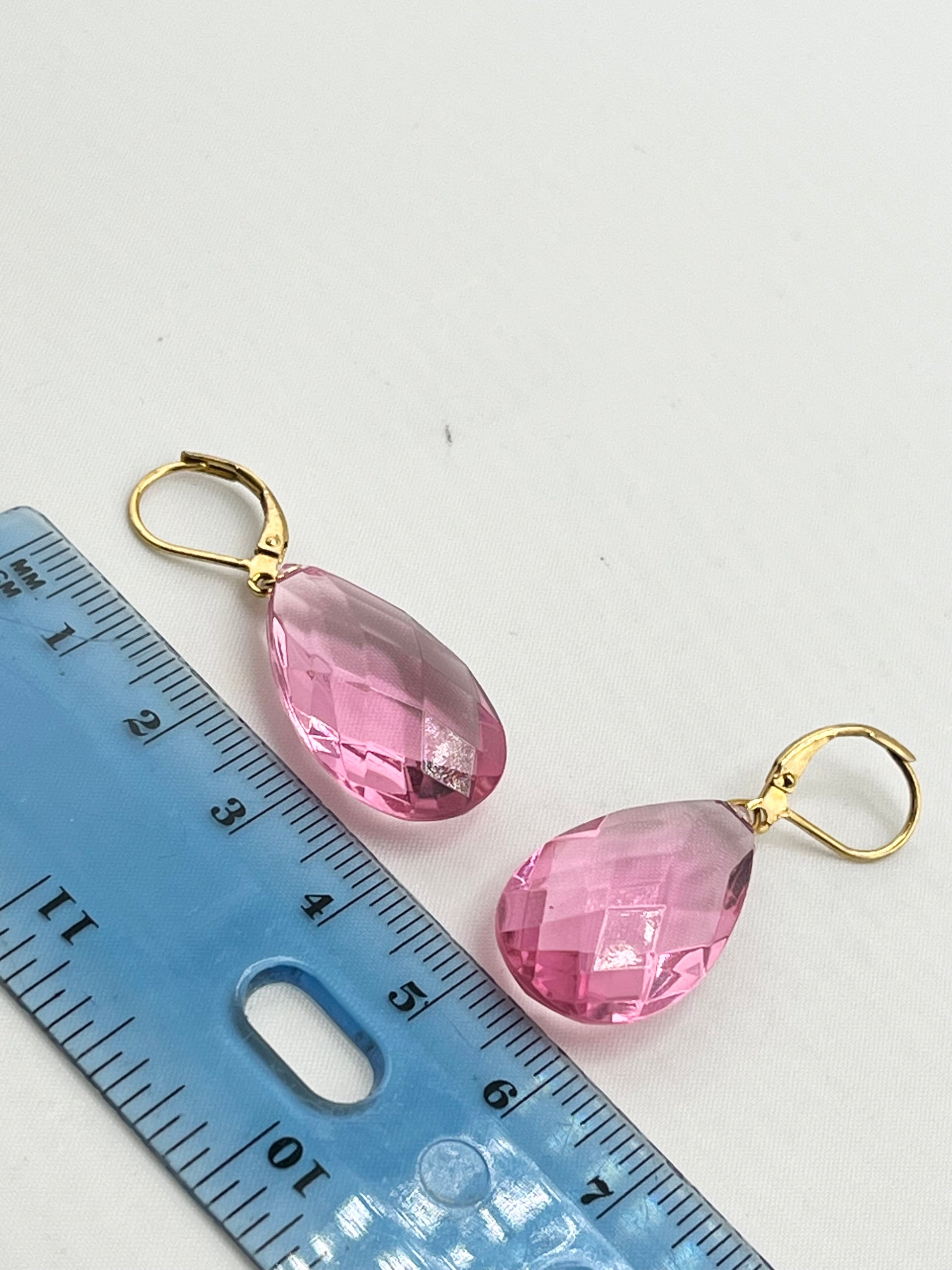 Two Pair Of  Joan Rivers Pink Crystal Drop Earrings