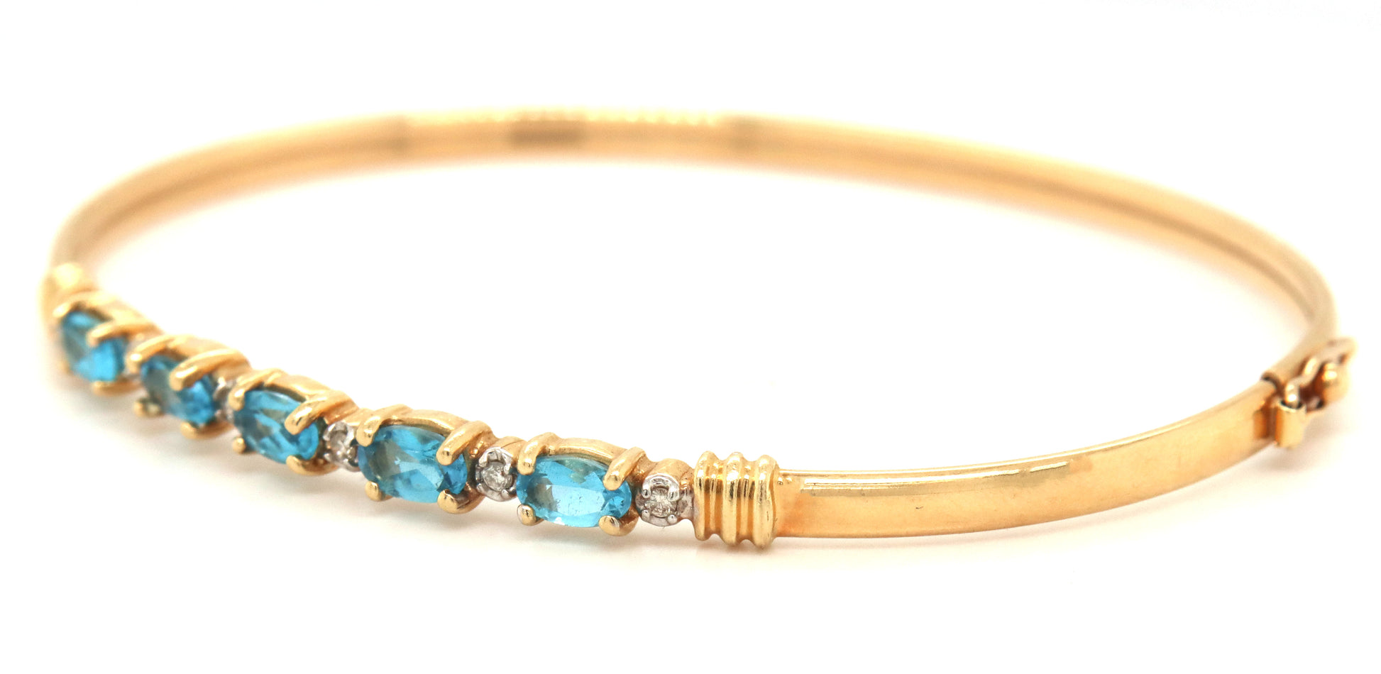 14kt Blue topaz bangle bracelet