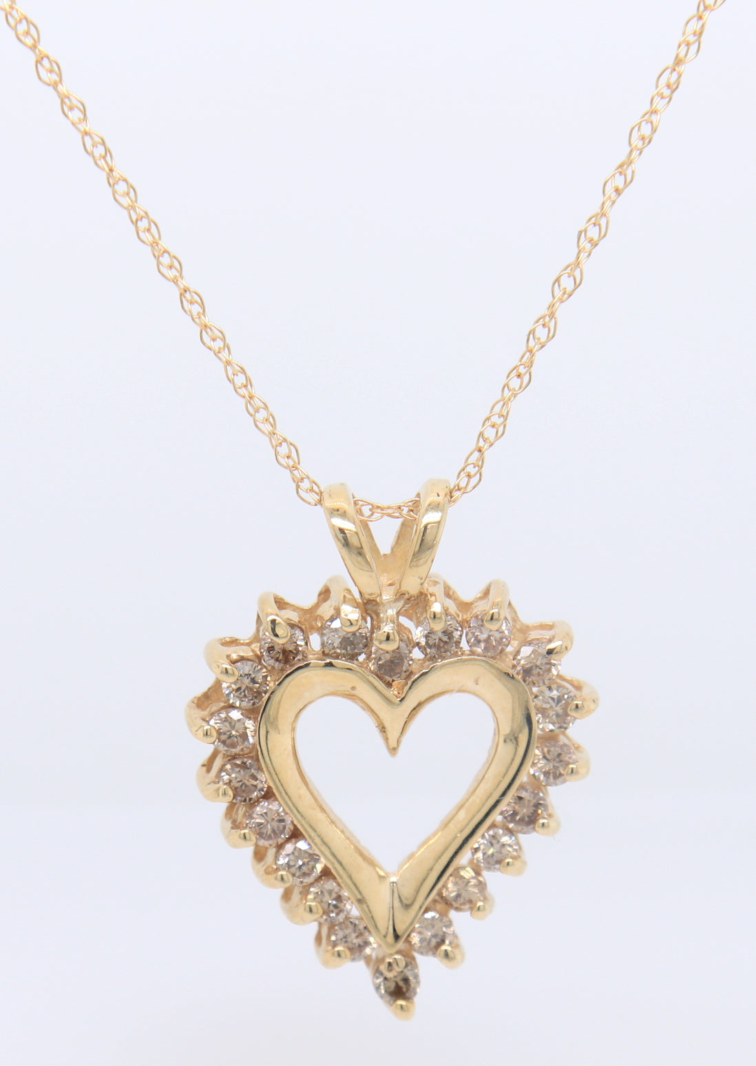 Fancy Yellow Gold Diamond Heart Pendant on Chain