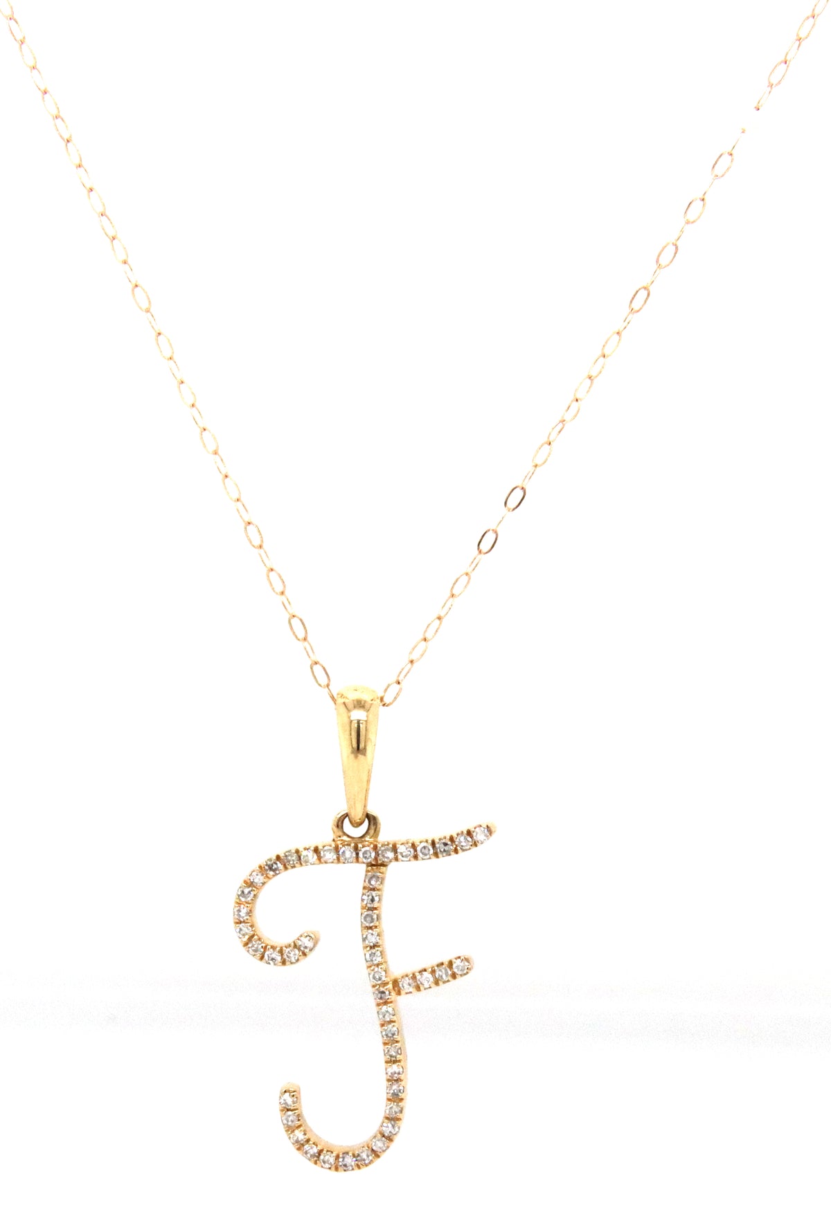 14kt Yellow gold 0.14ctw Diamond F Initial pendant on chain
