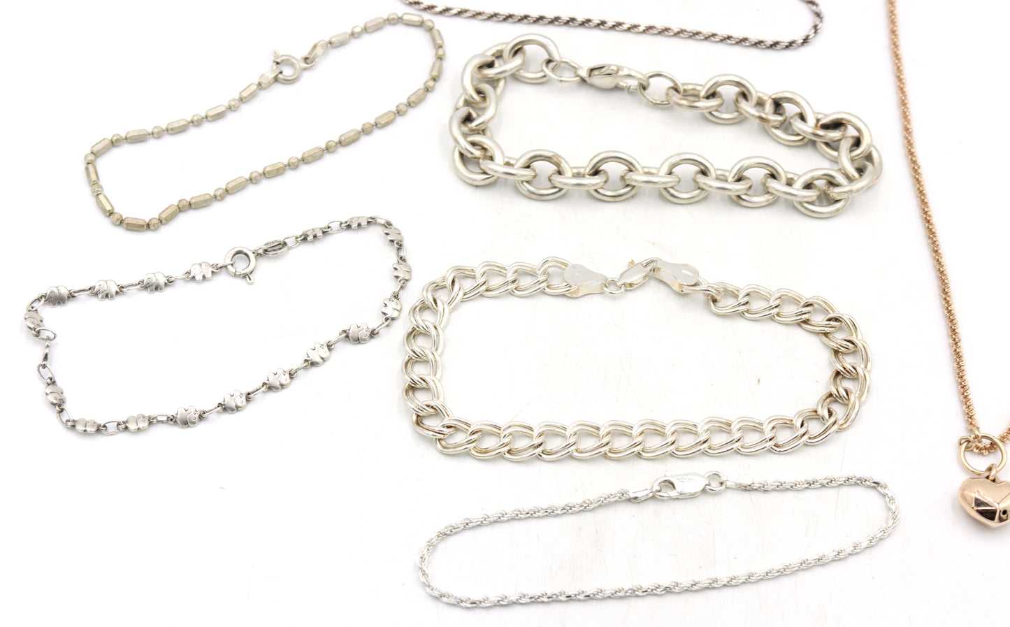 Group lot of 6 Vintage 925 sterling silver bracelets and necklace