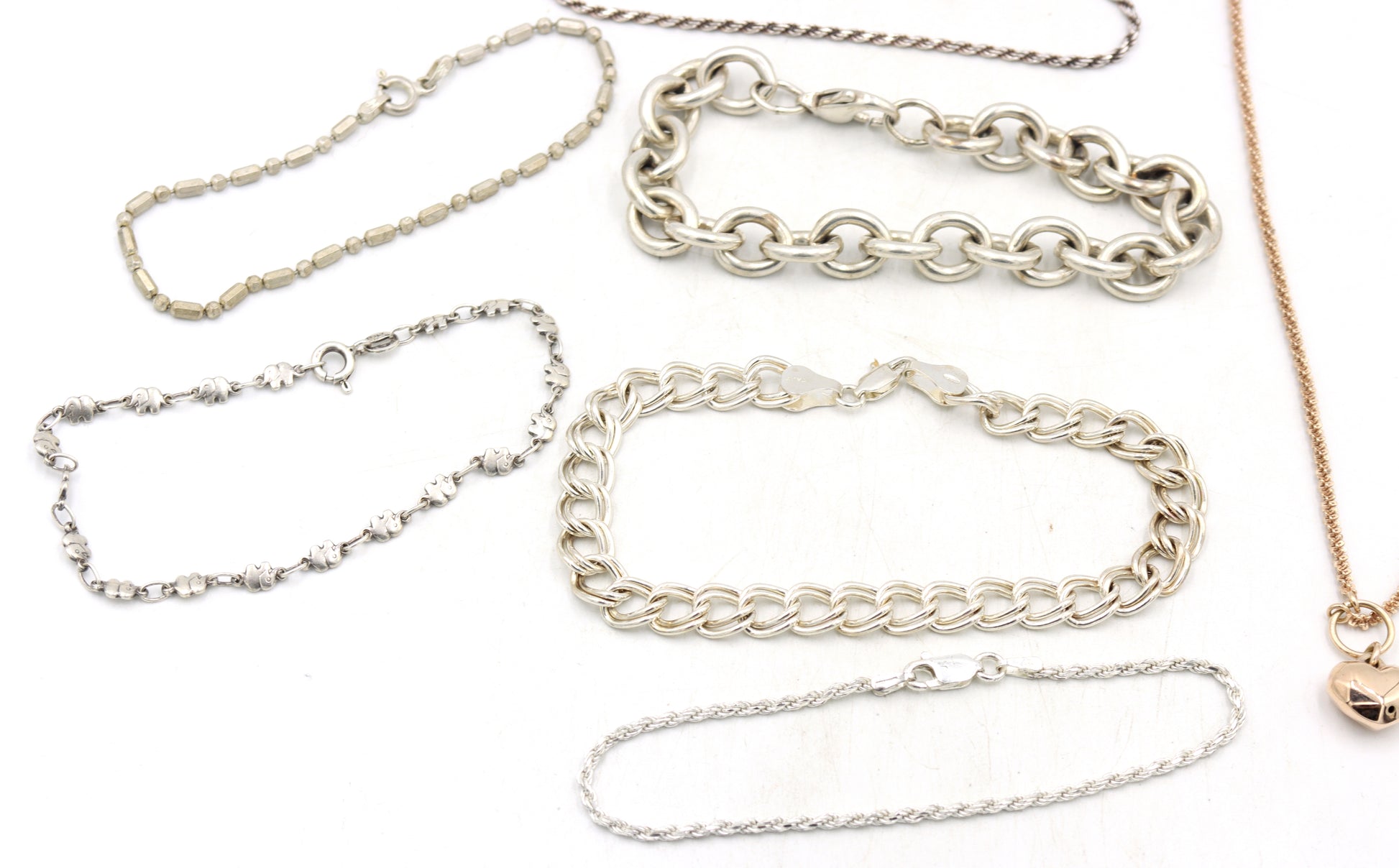Group lot of 6 Vintage 925 sterling silver bracelets and necklace