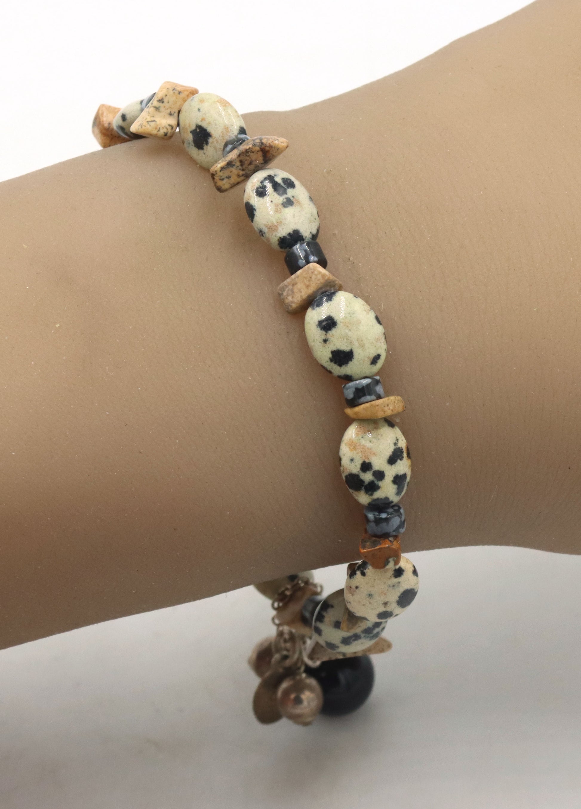 Jasper bracelet with 925 sterling silver charms