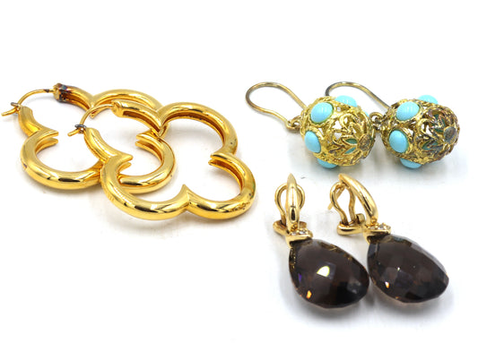 3 Pairs of 925 sterling silver earrings