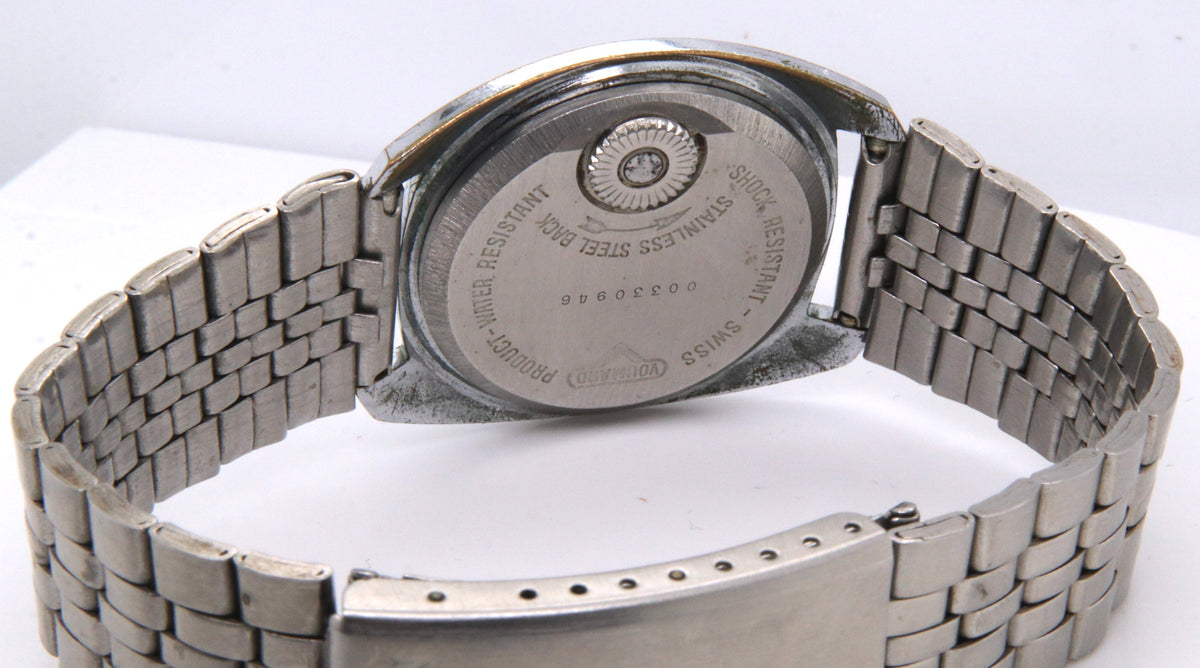 Voumard Back Set Winding Crown Blue Dial Watch