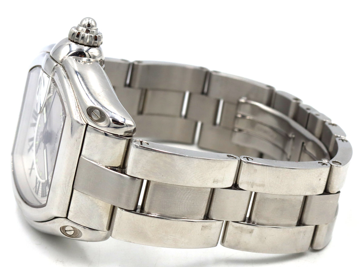 Cartier Roadster Silver Roman Numerals Dial Watch