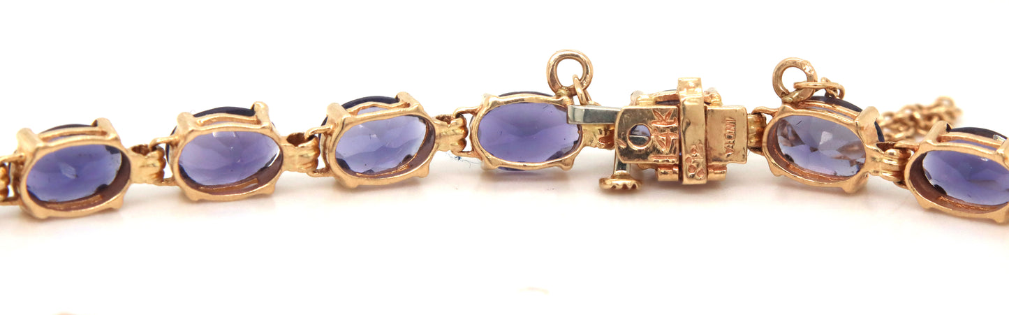 14kt Yellow gold oval Tanzanite link bracelet