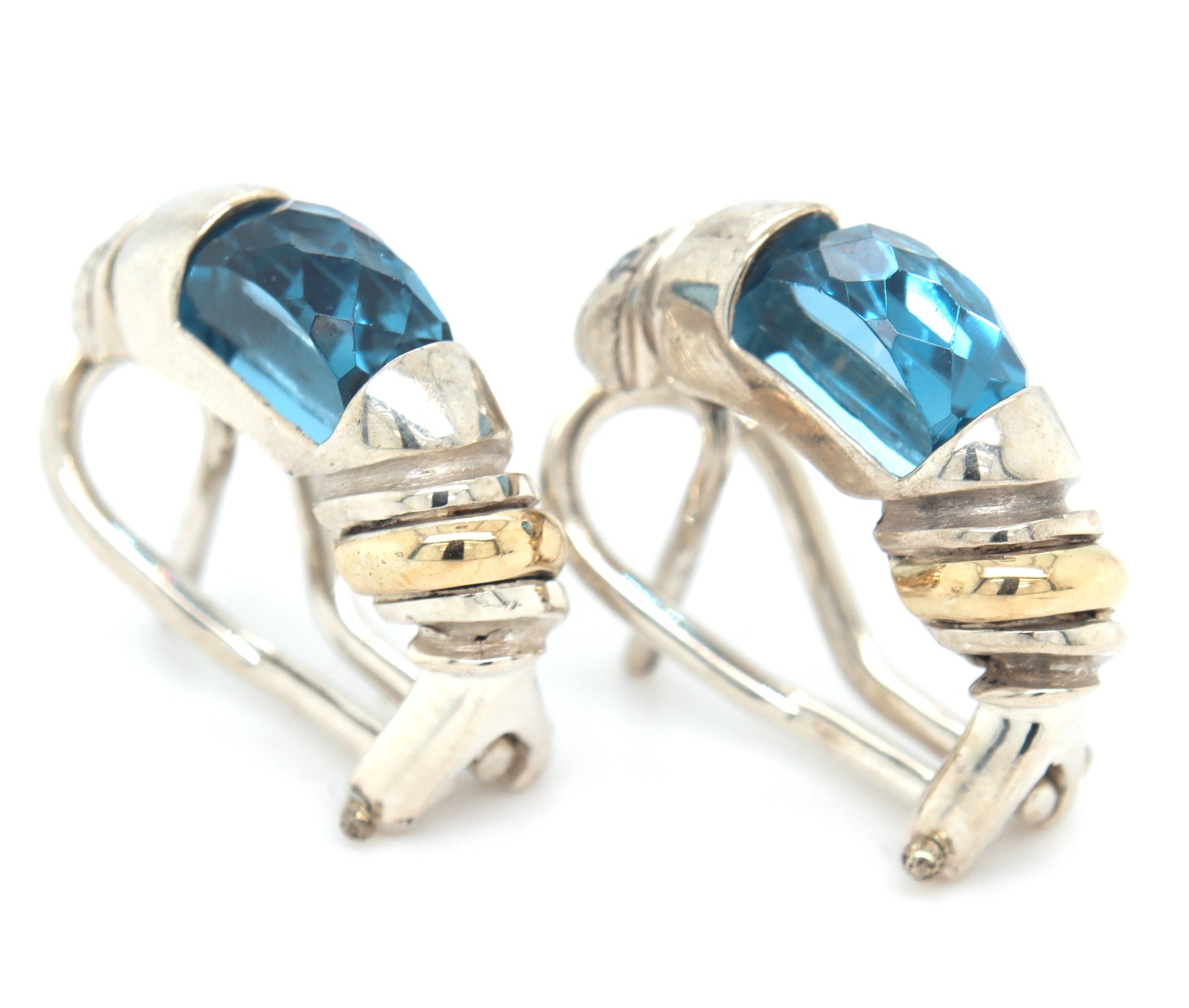 925 Sterling silver blue topaz earrings