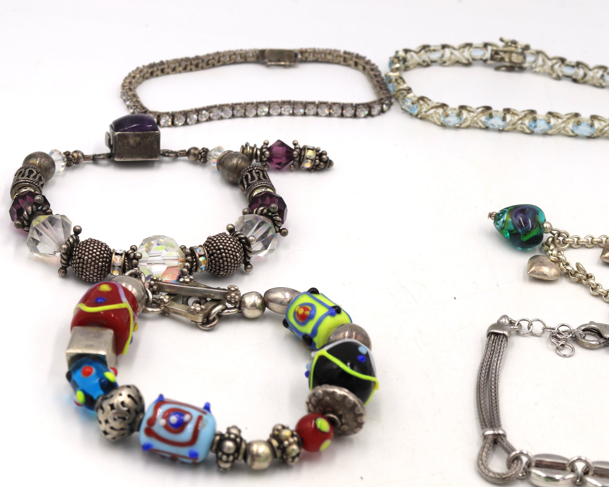 Group lot of 8 Vintage 925 sterling silver bracelets