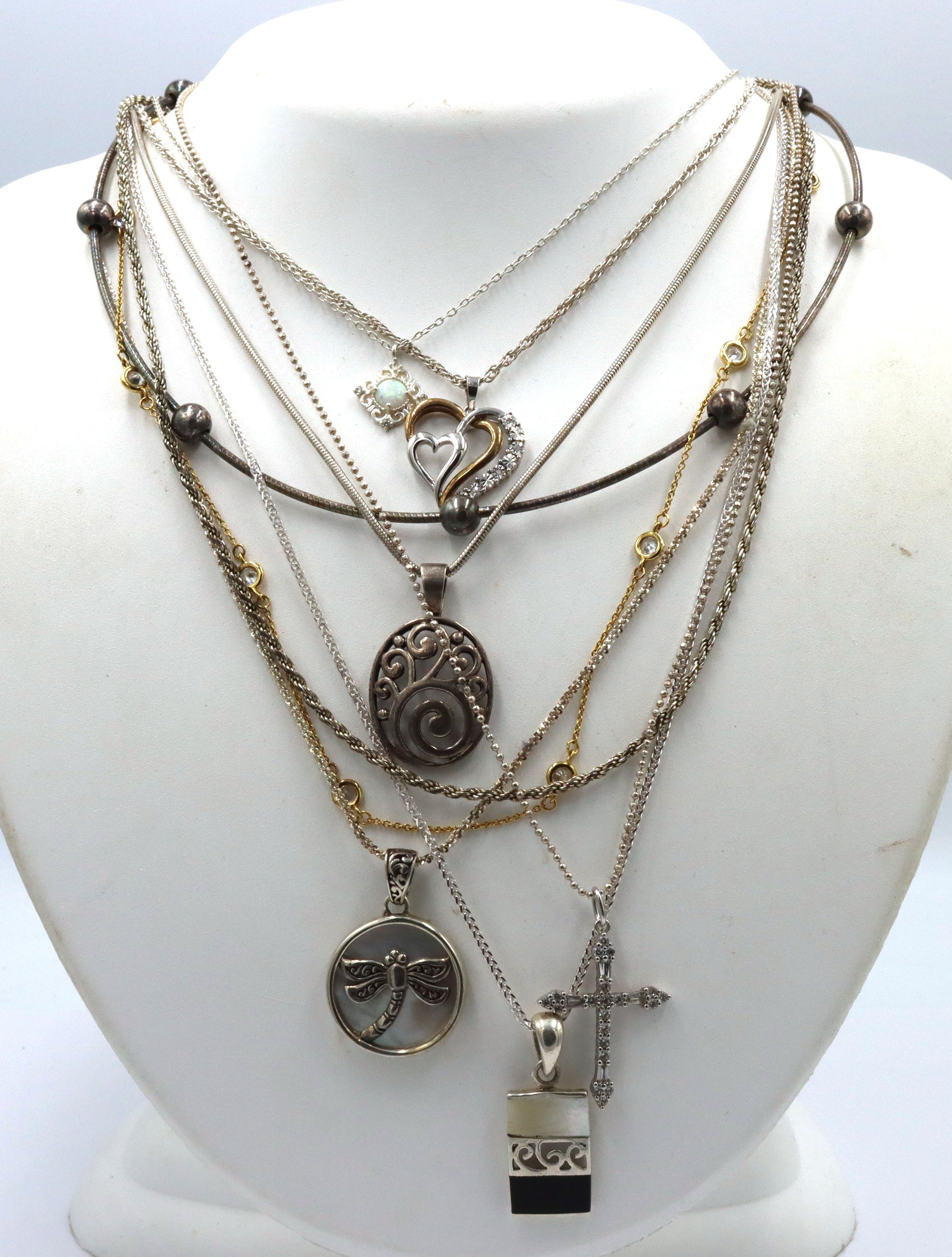 Group lot of 9 vintage 925 sterling silver necklaces