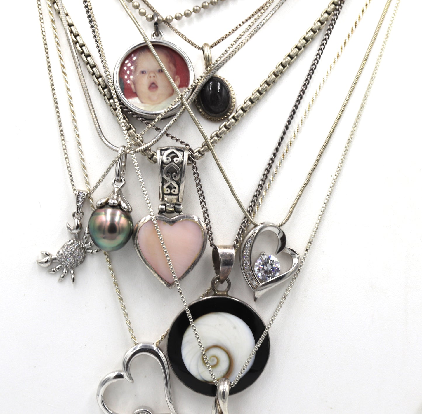 Group lot of 10 Vintage 925 sterling silver necklaces