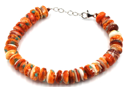 925 Sterling Silver Orange Spiny Oyster Bracelet