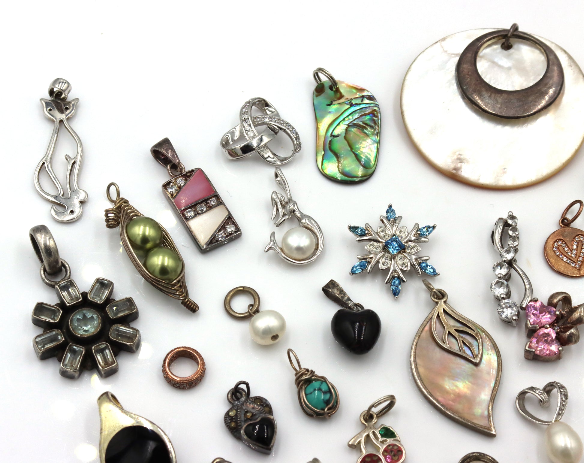 Group lot of vintage 925 sterling silver pendants