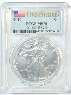 2019 $1 Silver Eagle. PCGS MS70 FIRST STRIKE Flawless