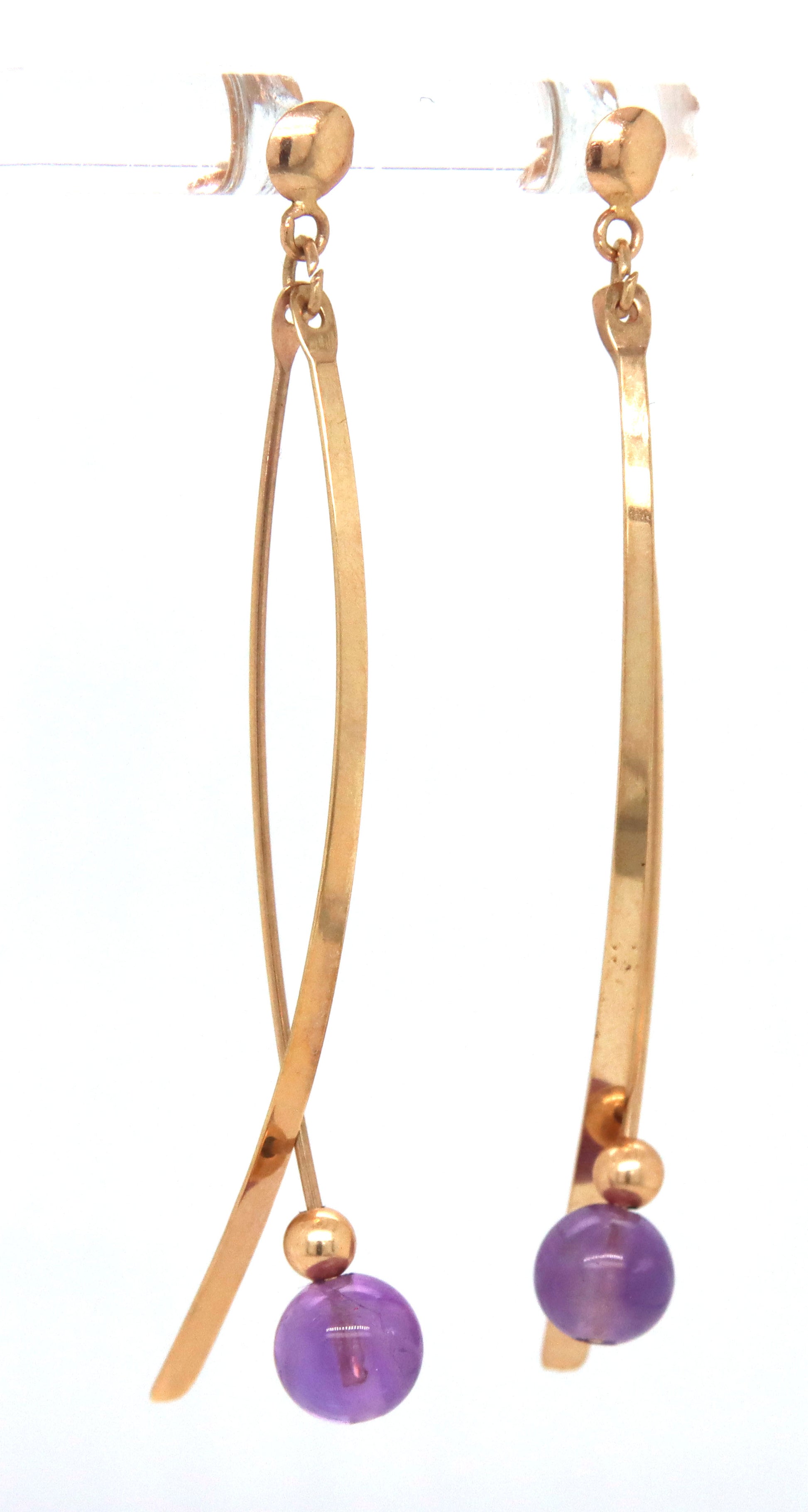 14kt Yellow gold amethyst dangle earrings